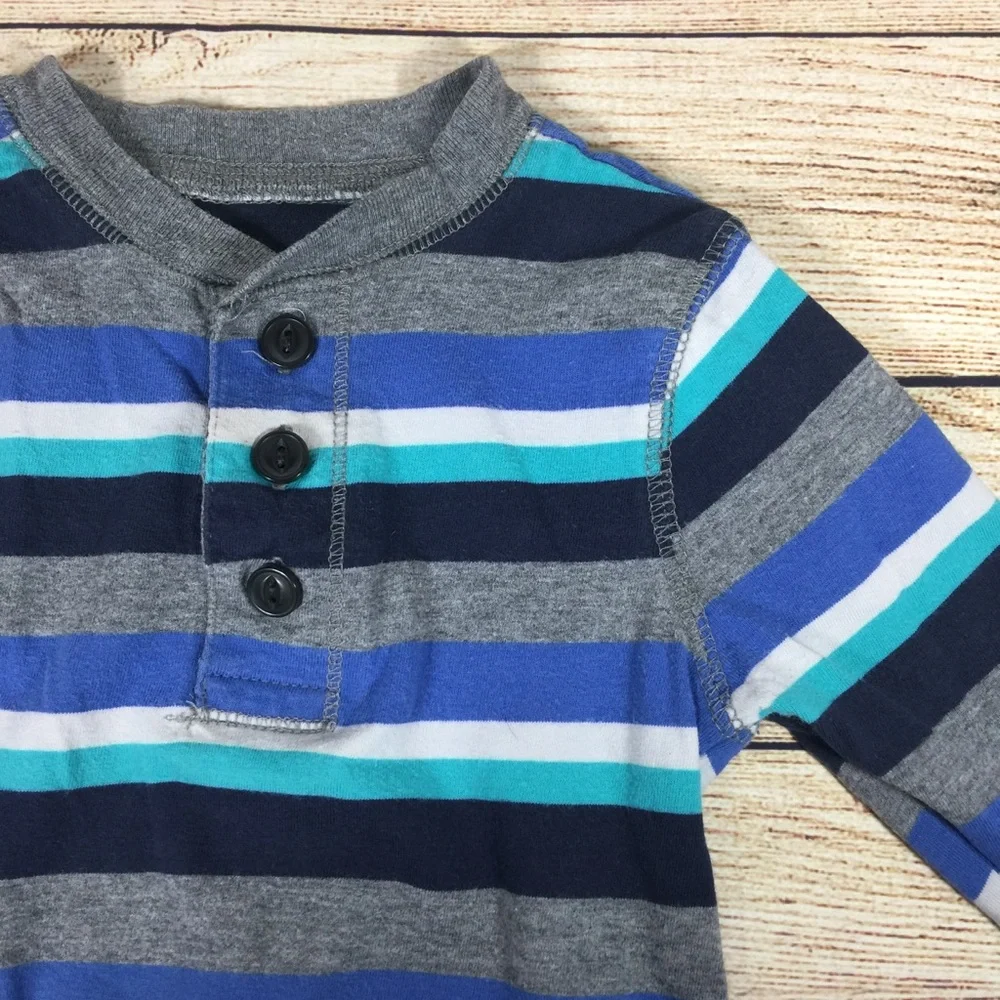OshKosh Bgosh Blue Striped Long‎ Sleeve Bodysuit
